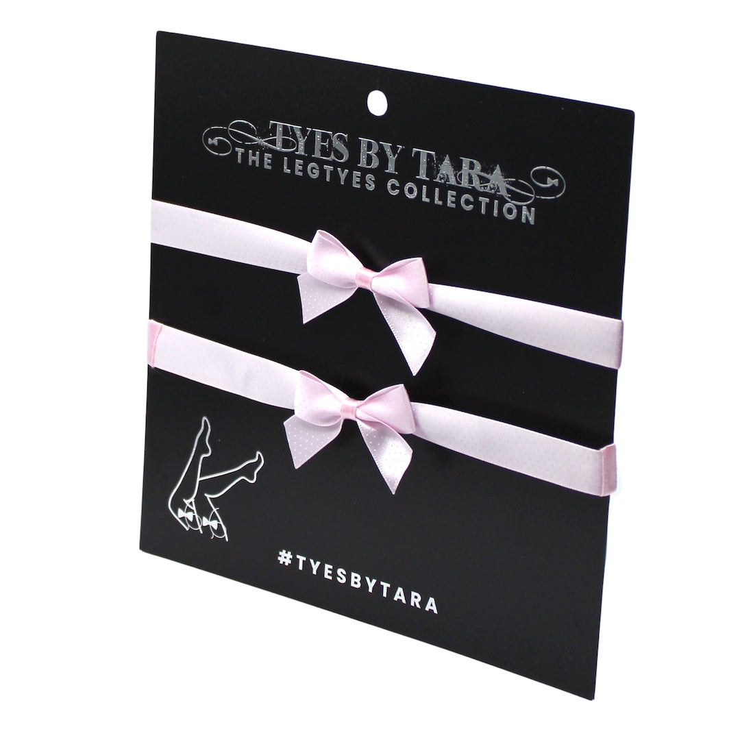 Pink Bow Leg Garters on Black Card