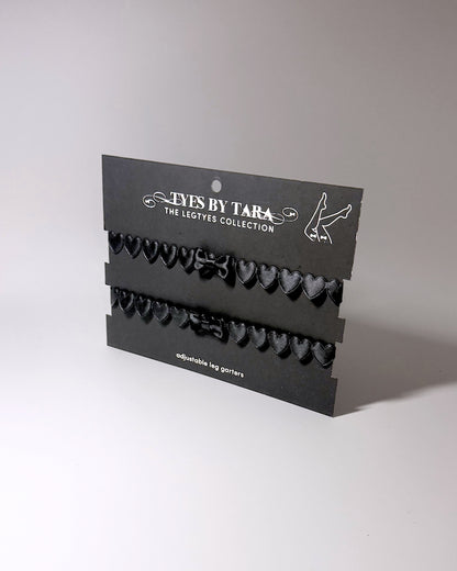 Black Heart Bow Leg Garters Packaging View