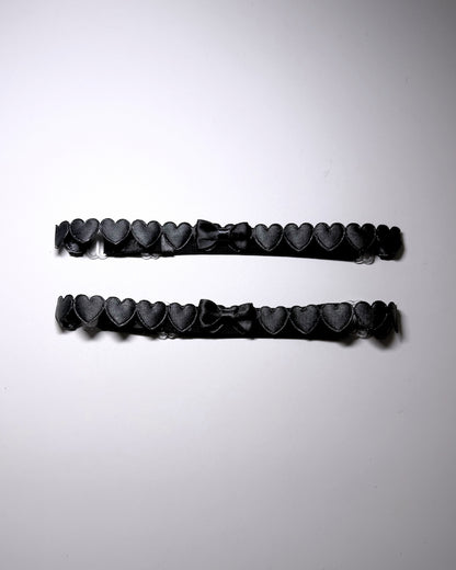 Black Heart Bow Leg Garters