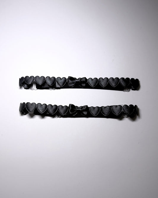 Black Heart Bow Leg Garters