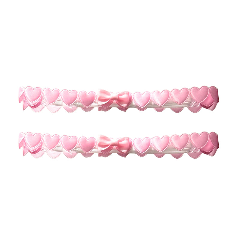 Sweetheart Pink Heart Bow Leg Garters