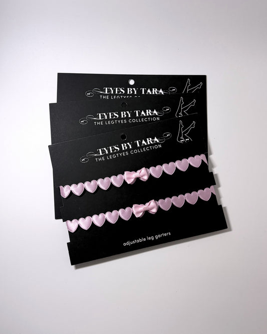 Sweetheart Pink Leg Garters shown as. a 3 pack for retailers