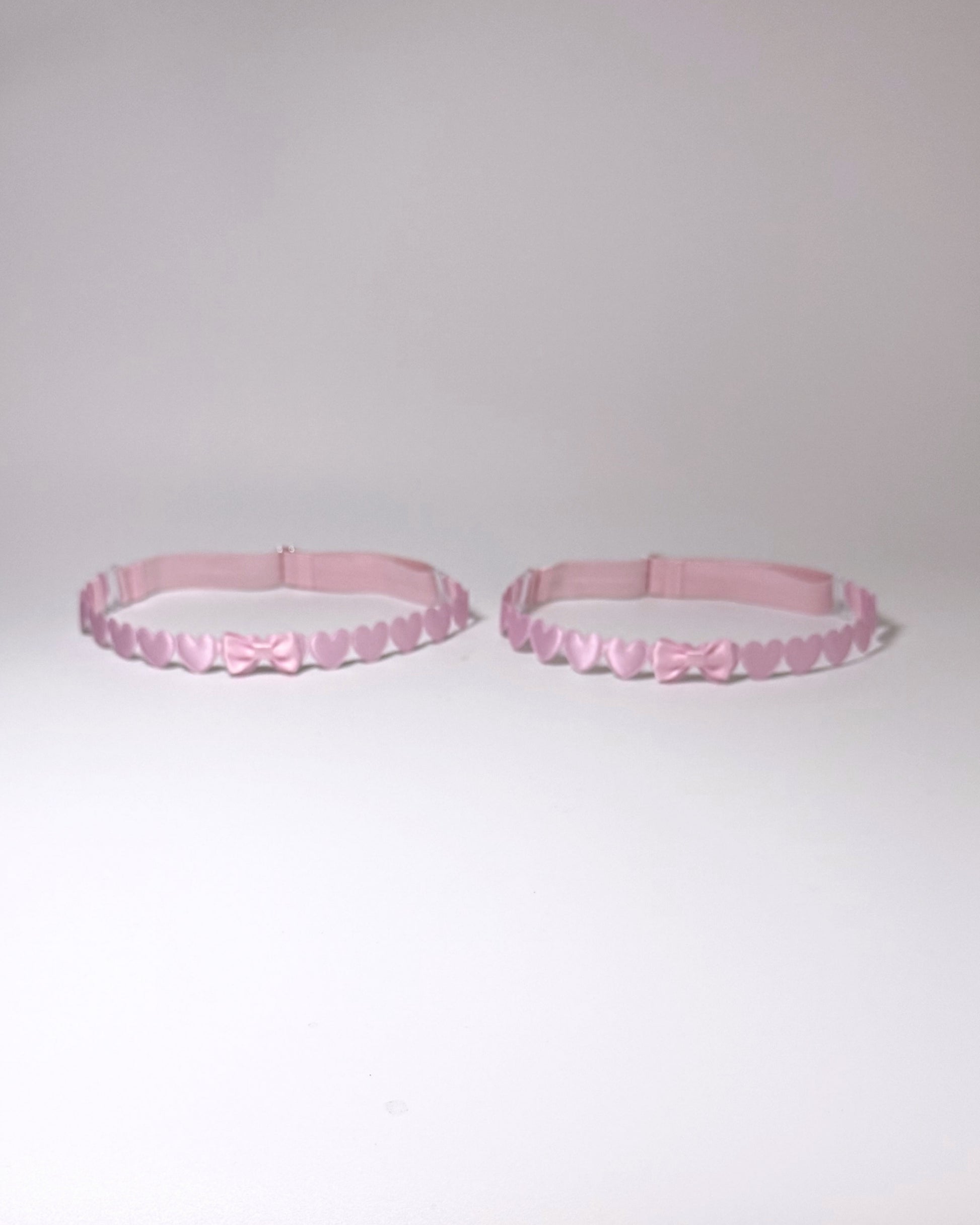 Sweetheart Pink Heart Leg Garters showing adjustable straps