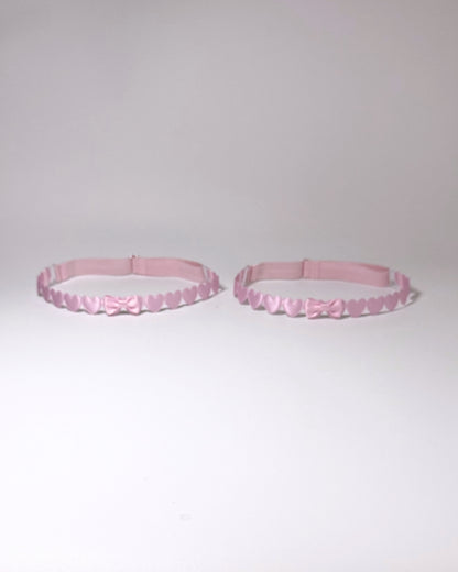 Sweetheart Pink Heart Leg Garters showing adjustable straps
