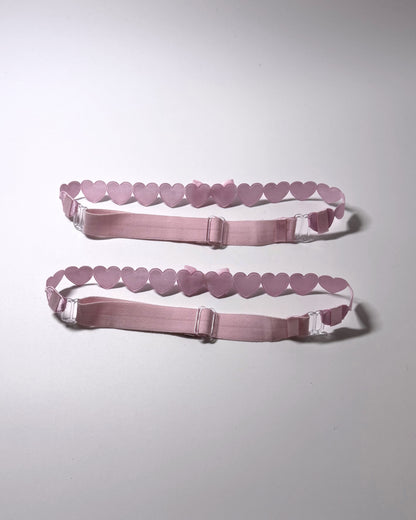 Sweetheart Pink Heart Leg Garters showing adjustable straps