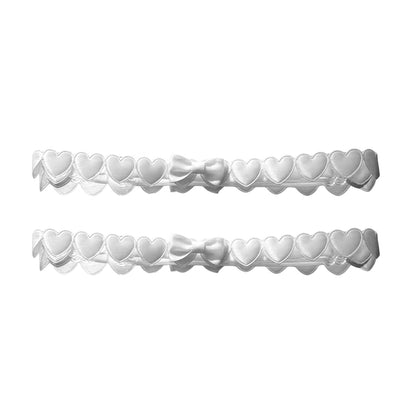 Sweetheart White Heart Bow Leg Garters