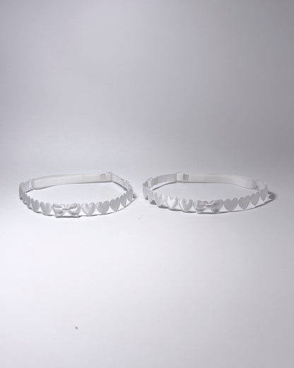 Sweetheart White Leg Garters with White Bows