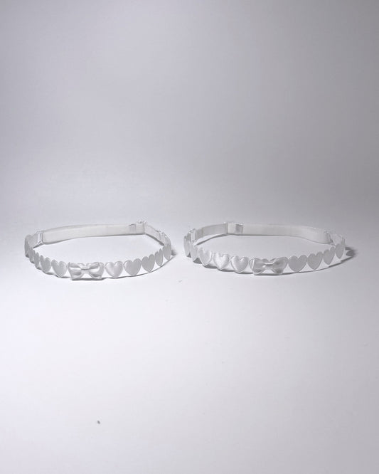 Sweetheart White Leg Garters with White Bows
