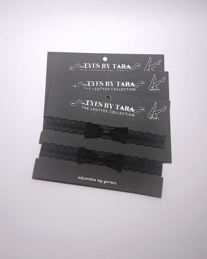 Siren Black Lace Bow Leg Garters