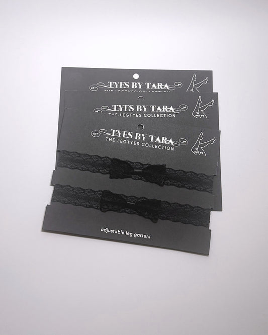 Siren Black Lace Bow Leg Garters