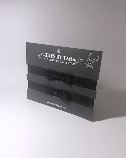 Siren Black Lace Leg Garters on Black Card