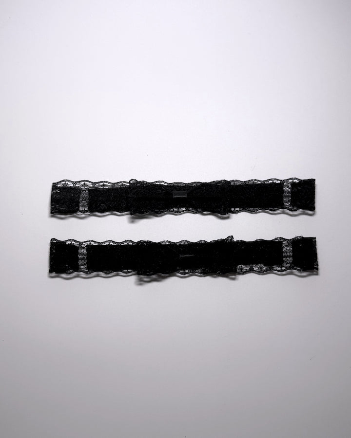 Siren Black Lace Leg Garters with Lace Bows