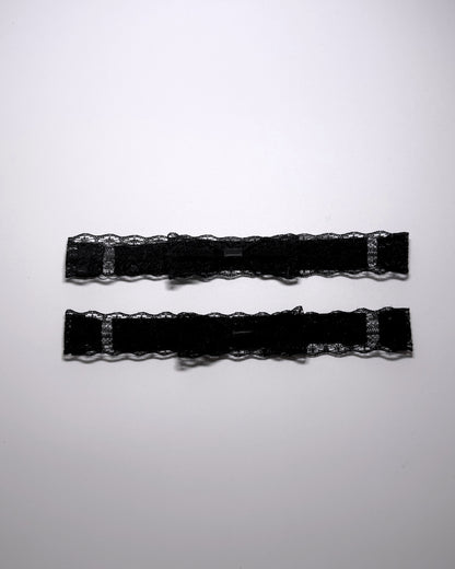 Siren Black Lace Leg Garters with Lace Bows