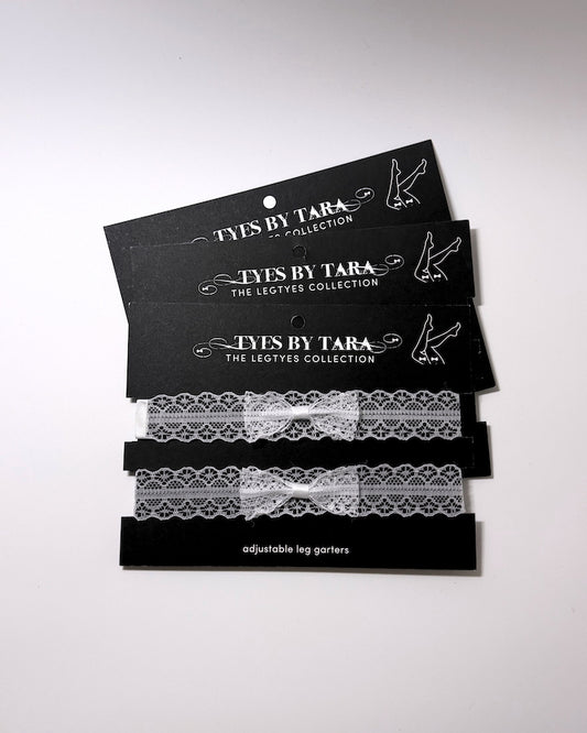 Siren White Lace Bow Leg Garters  Pack