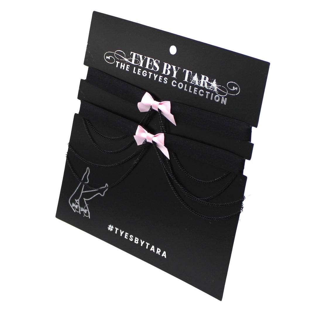 Pink Bow Leg Garters with Black Chain