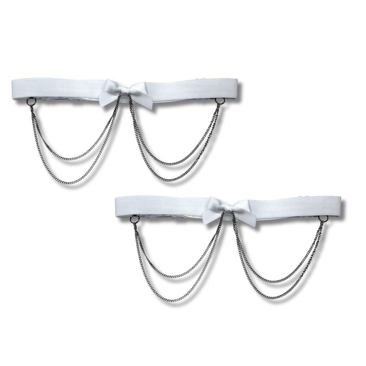 Vice White Silver Chain Adjustable Leg Garters