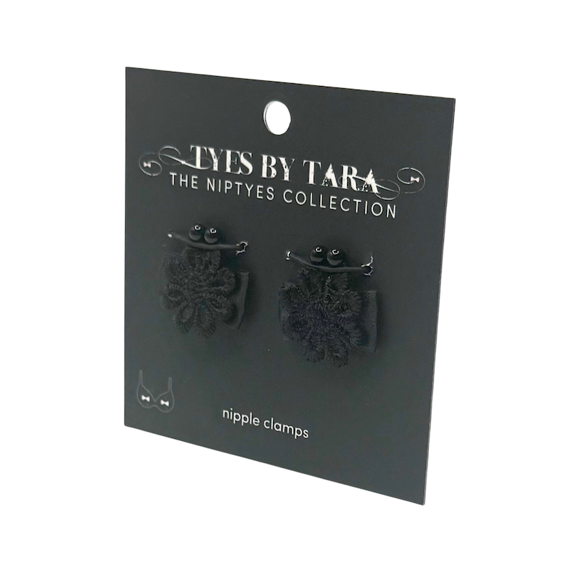 Black Flower Nipple Jewelry Black Card