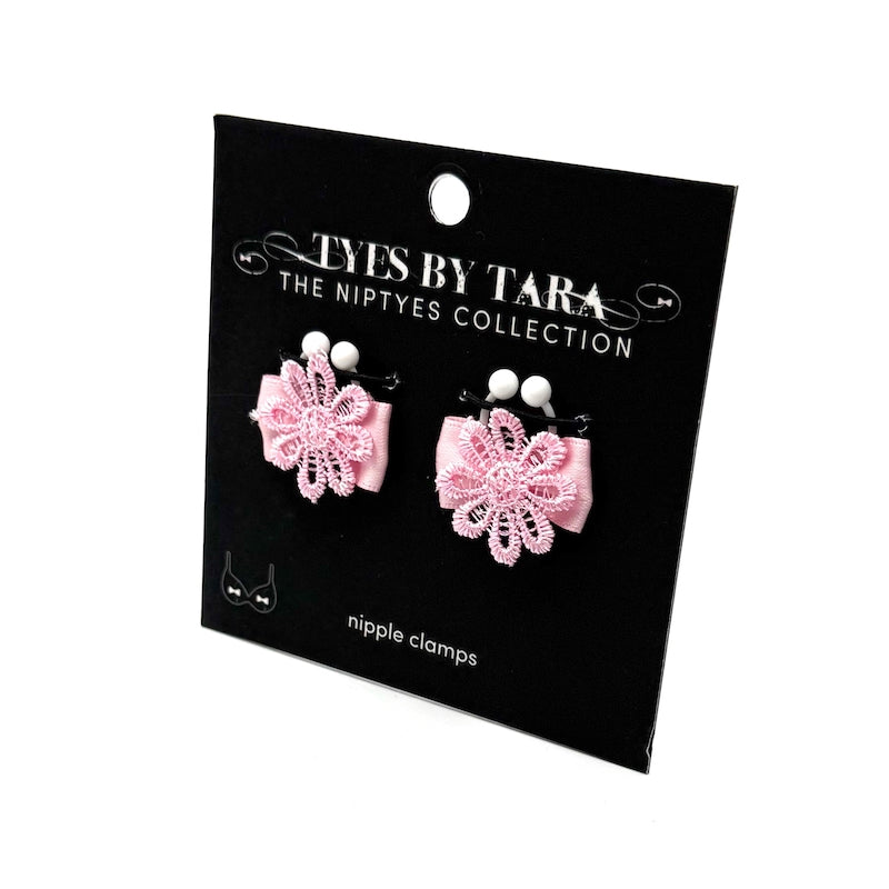Pink Flower Bow Nipple Clamps