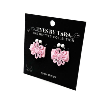 Pink Flower Bow Nipple Clamps