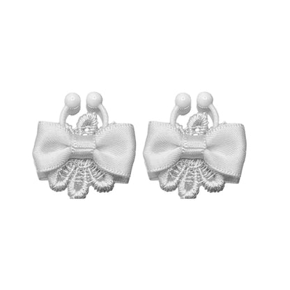 Back View of Blossom White Bow Nipple Clamps
