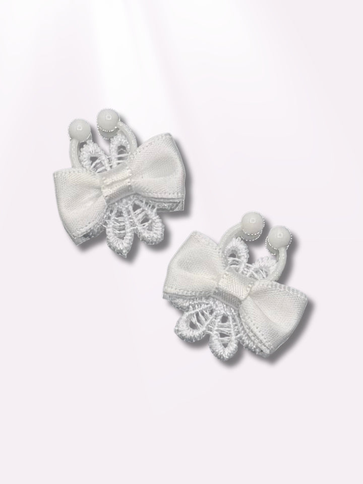 White Flower Nipple Jewelry Non-Piercing Nipple Clamps-Back-View