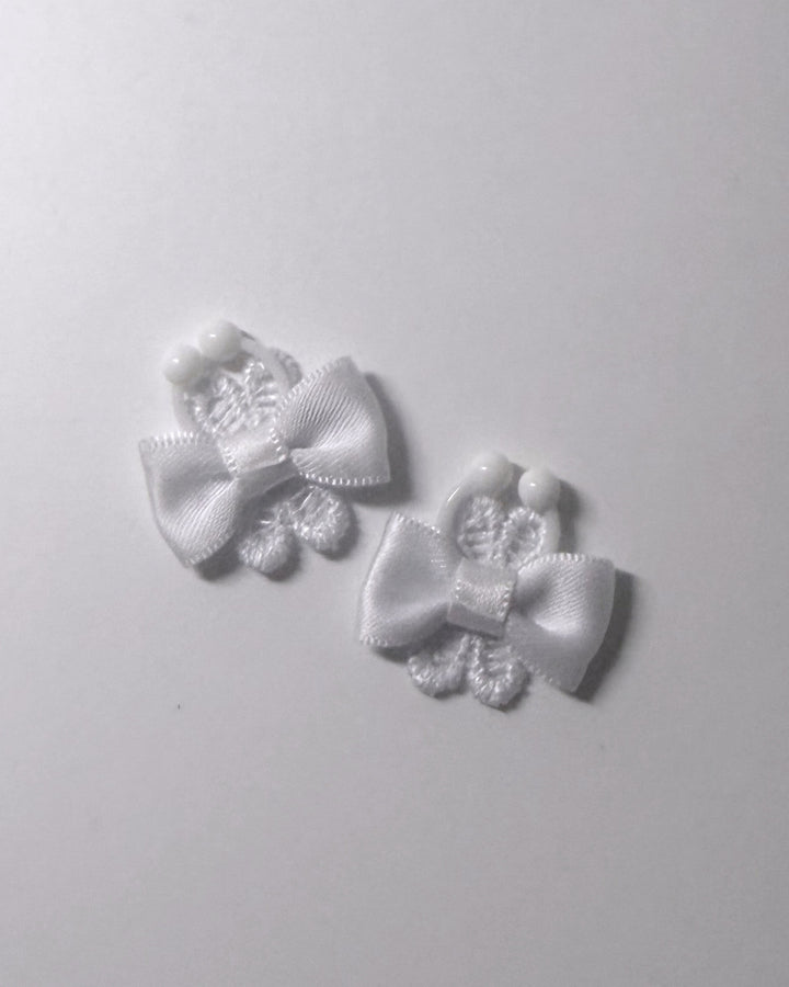 Back View White Flower Bow Nipple Clamps