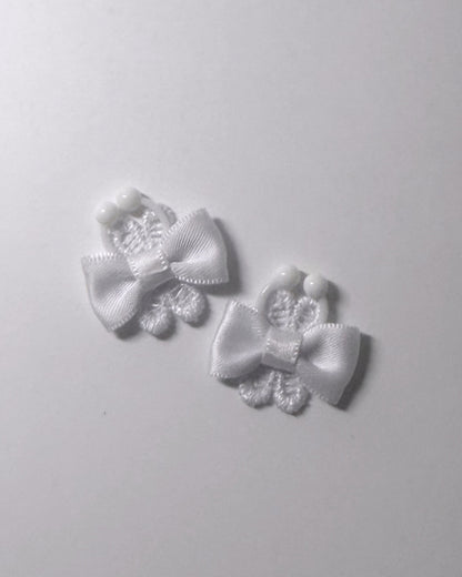 Back View White Flower Bow Nipple Clamps