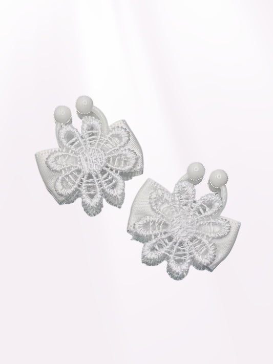 White Flower Nipple Jewelry Non-Piercing Nipple Clamps