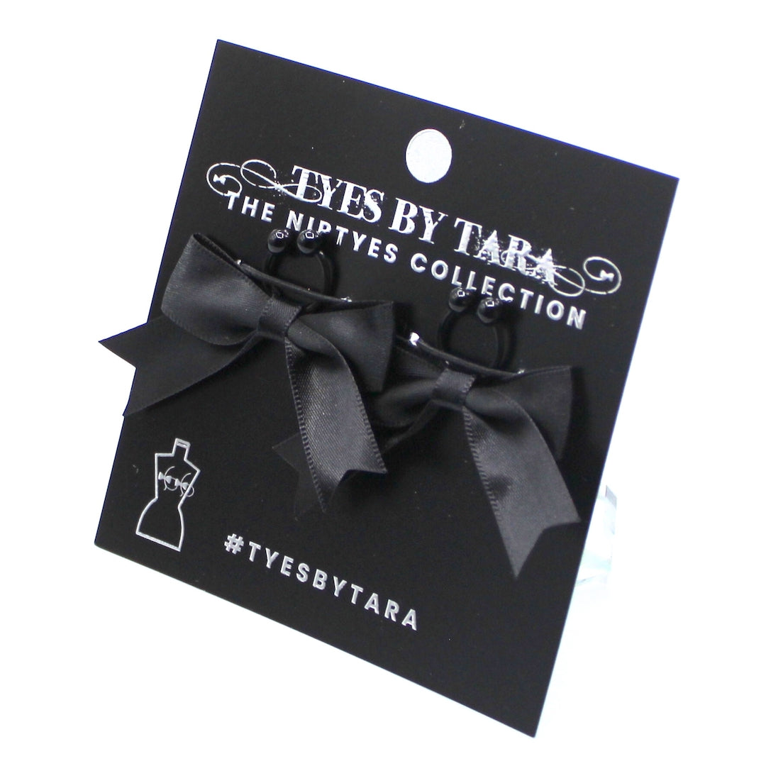 Black Bow Nipple Clamps on Black Card