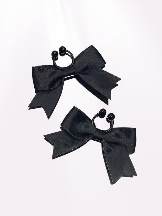 Black Bow Nipple Jewelry Black Nipple Clamps Non-Piercing
