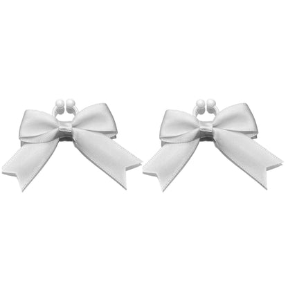 Back view of Bombshell White Bow Nipple Clamps