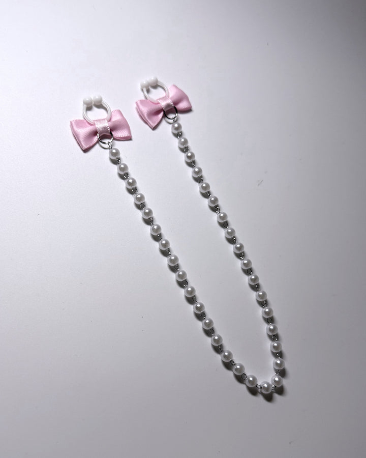 Centerfold Pink Pearl Nipple Clamps Side View