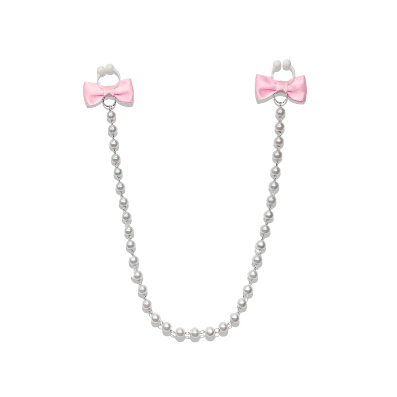 Pink Bow Pearl Nipple Clamps on white background