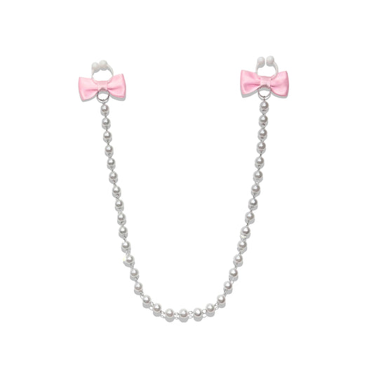 Pink Bow Pearl Nipple Clamps on white background