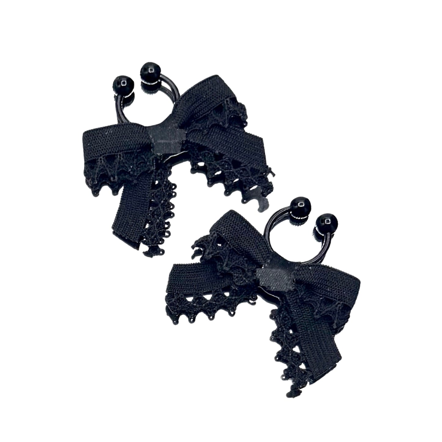 foxy black bow nipple jewelry back view