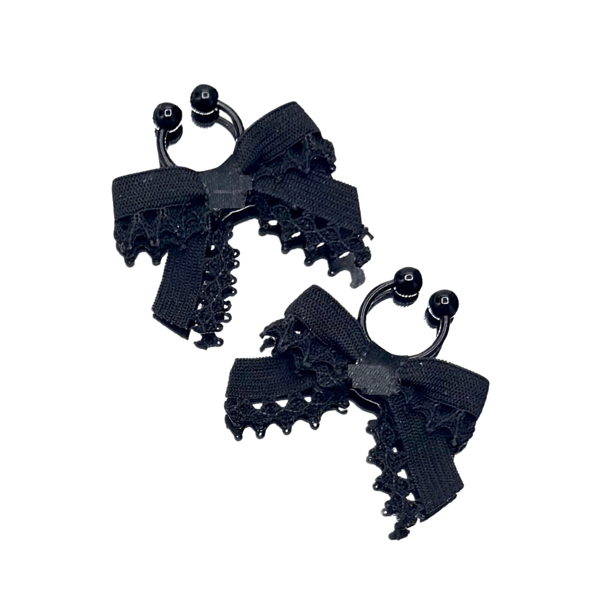 foxy black bow nipple jewelry back view