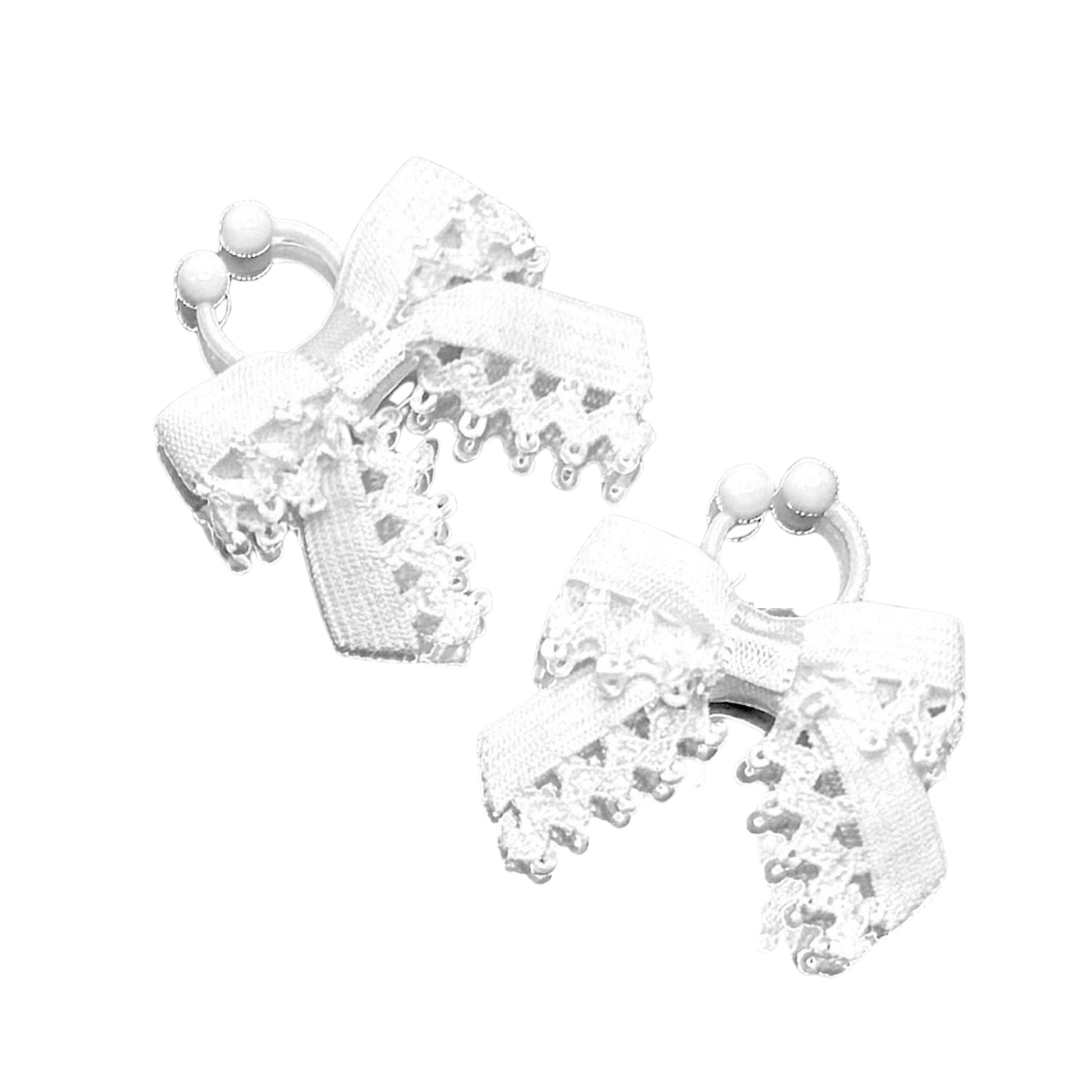 back view of foxy white bow nipple jewelry