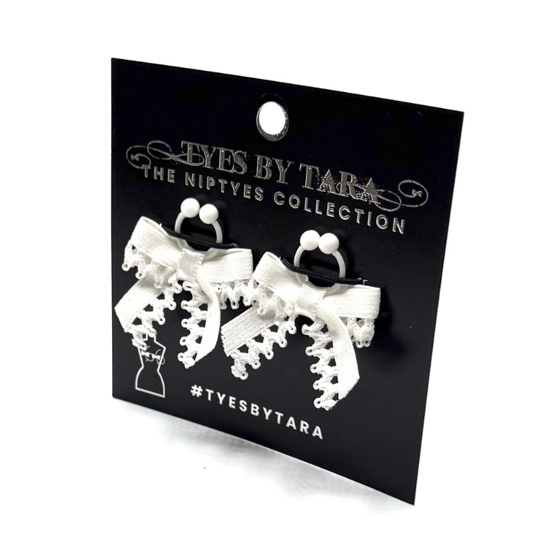 Foxy White Bow Nipple Clamps