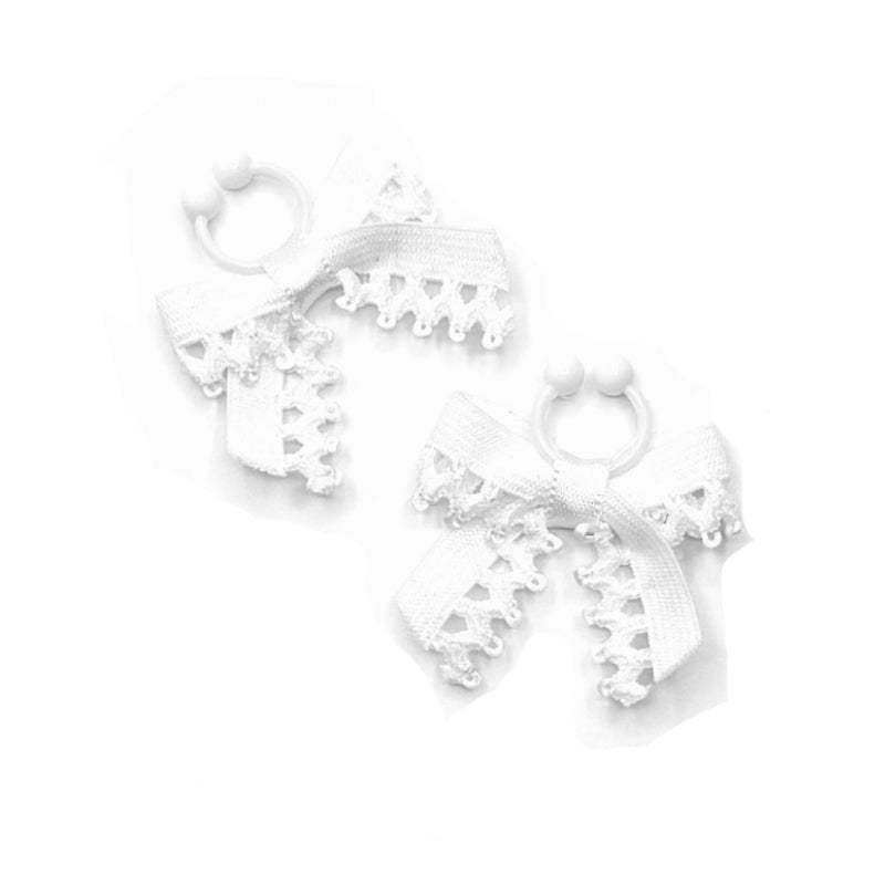 Foxy White Bow Nipple Clamps