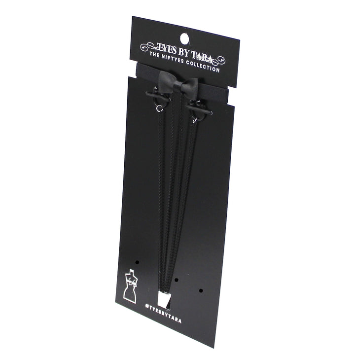 Black Bow Nipple Clamps Necklace on Black Card