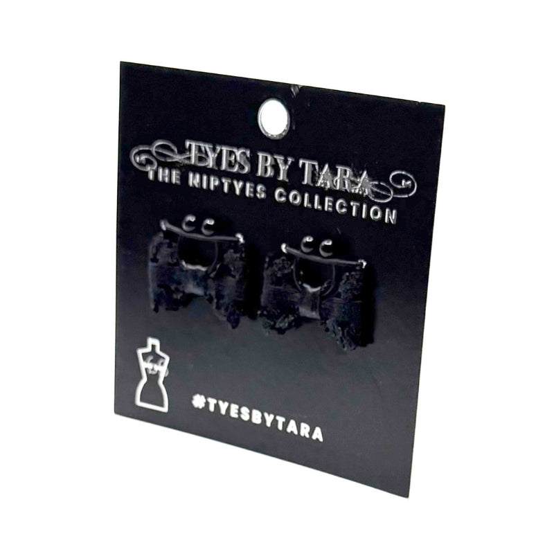 Lady Black Bow Nipple Clamps on Black Card