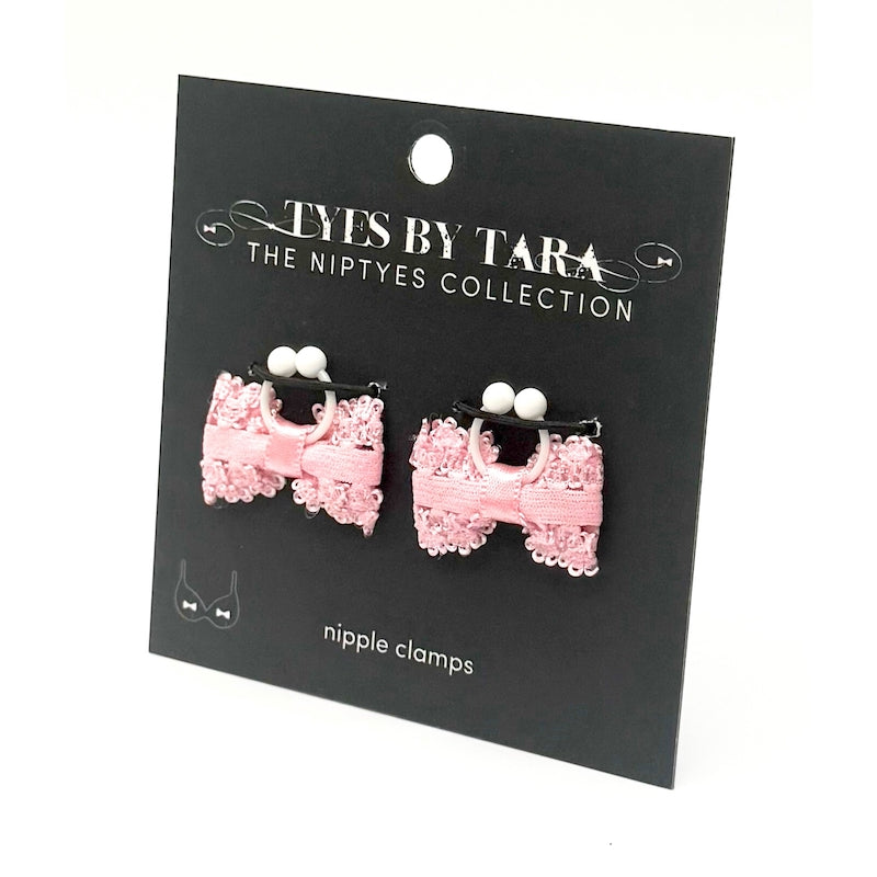 Lady Pink Bow Nipple Jewelry on Black Card