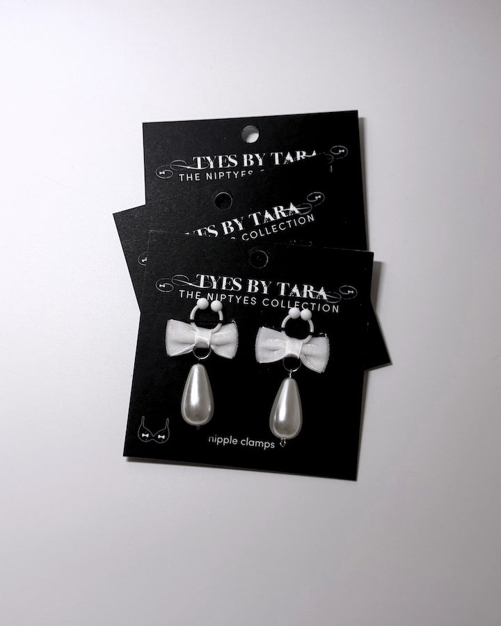 Madame White Velvet Bow Nipple Clamps 3 Pack