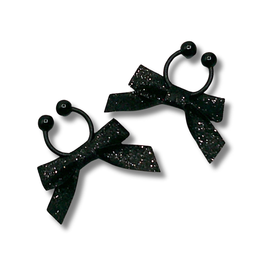 Sparkly Black Bow Nipple Clamps