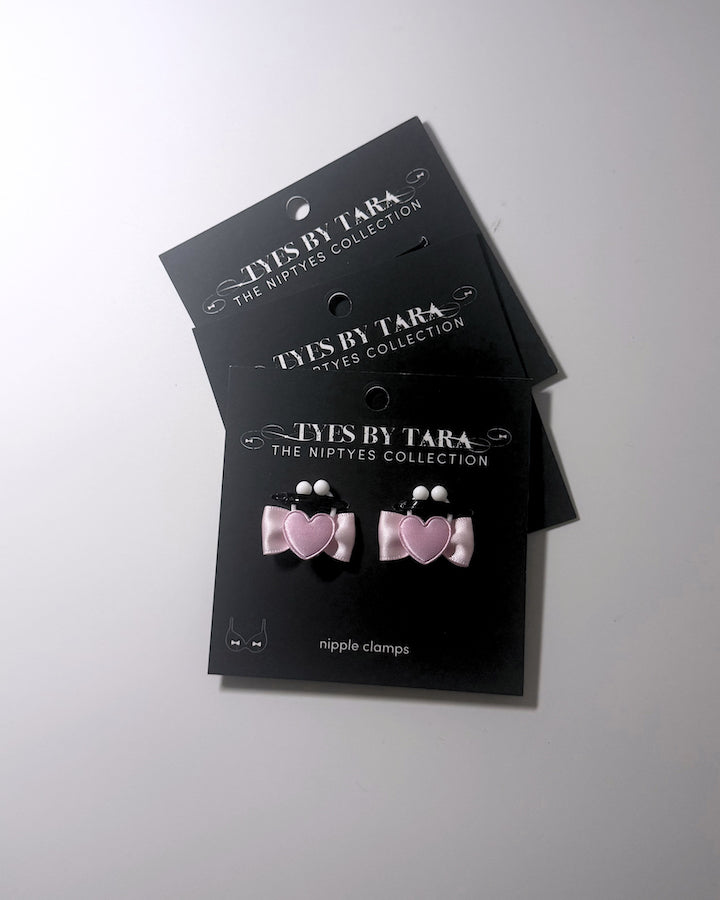 Sweetheart Pink Heart Bow Nipple Clamps Showing 3 Pack