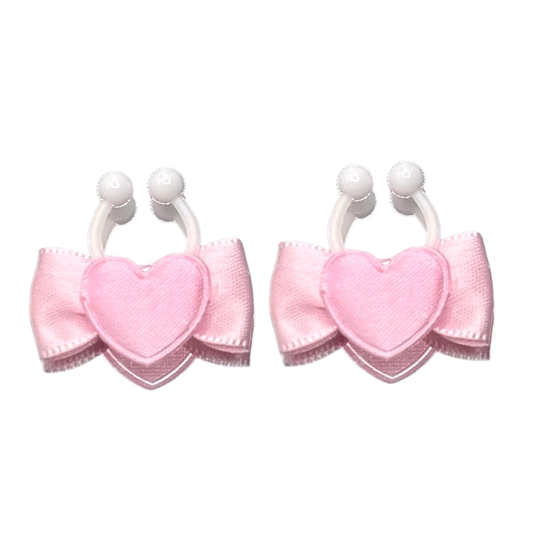 Sweetheart Pink Heart Bow Nipple Clamps Jewelry