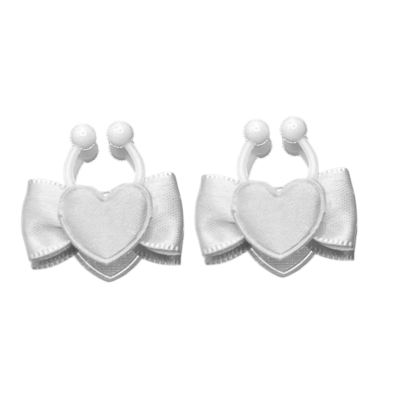 Sweetheart White Heart Bow Nipple Clamps 
