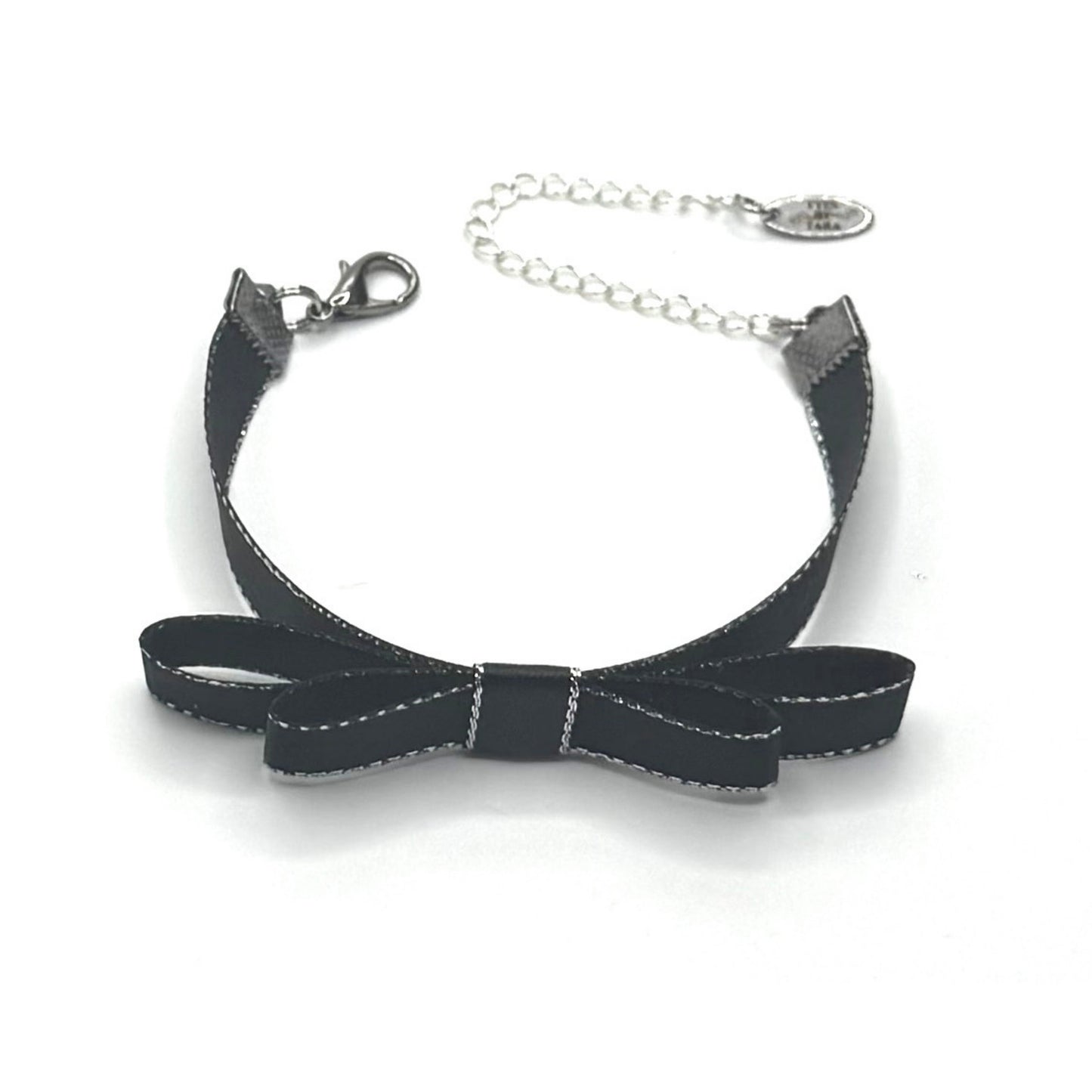 Queen Black Bow Bracelet with Silver Metallic Trim