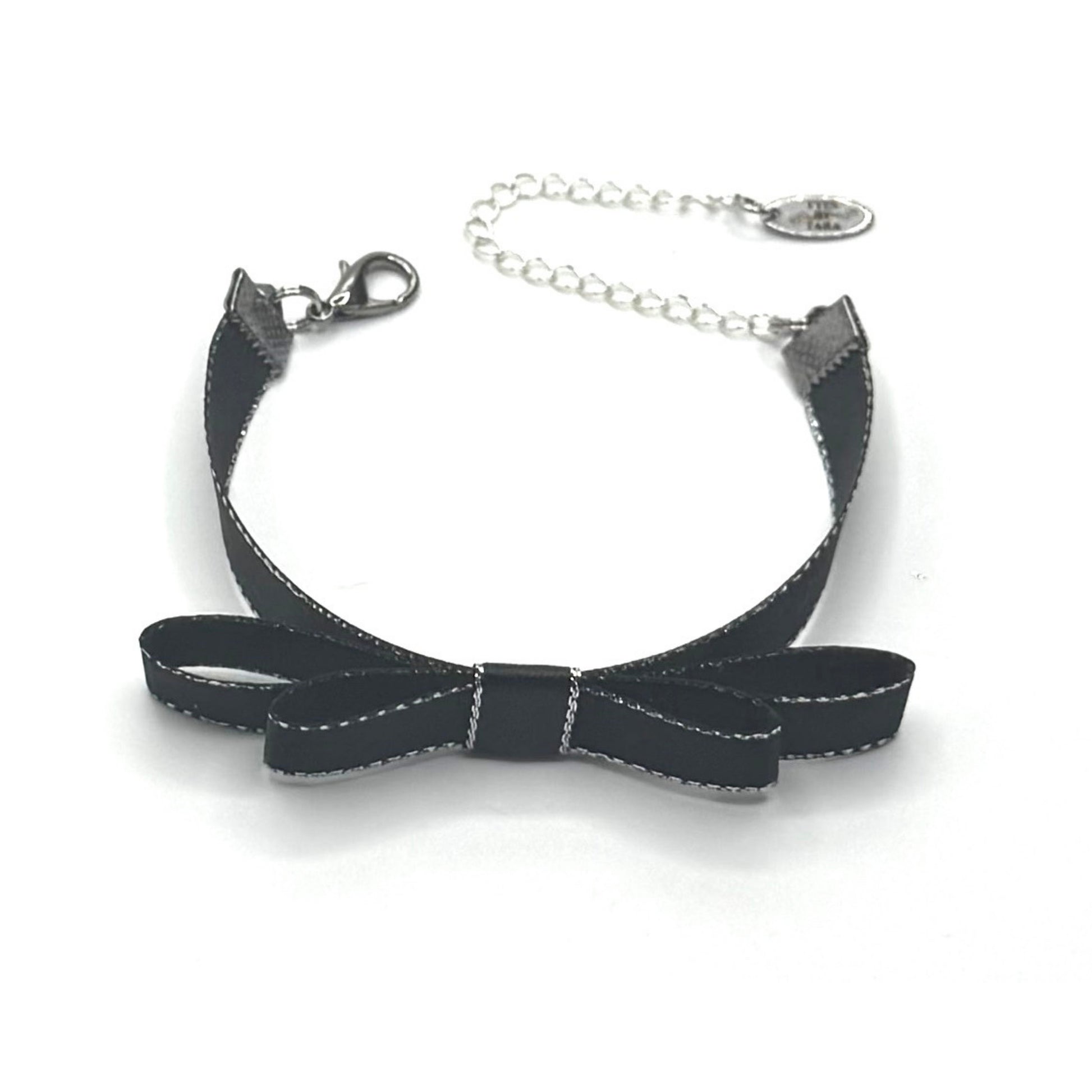 Queen Black Bow Bracelet with Silver Metallic Trim