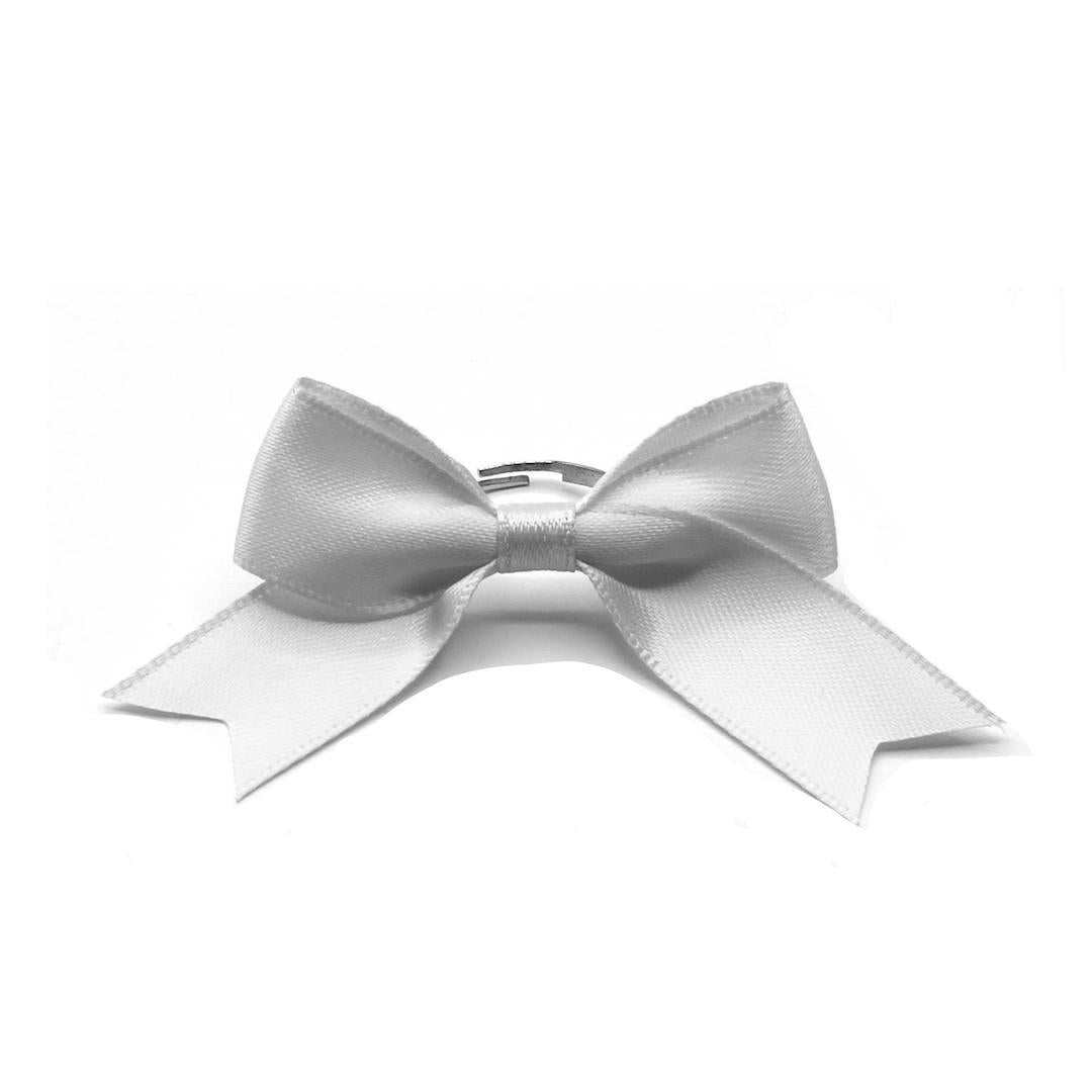 White Bow Ring with Adjustable Ringband